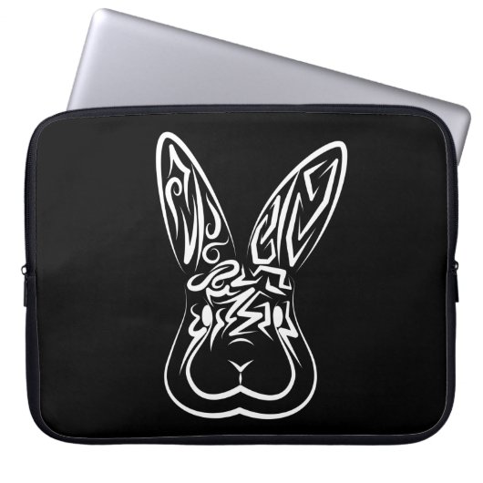 Schwarz-Weiß-Kaninchen Laptopschutzhülle (Vorderseite)