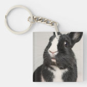 Schwarz-Weiß-Kaninchen Schlüsselanhänger (Vorderseite)