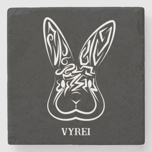 Schwarz-Weiß-Kaninchen Steinuntersetzer (Vorderseite)