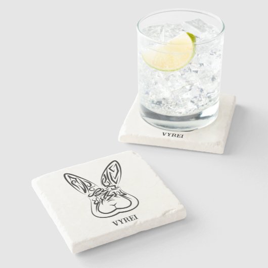 Schwarz-Weiß-Kaninchen Steinuntersetzer (Seitenansicht)