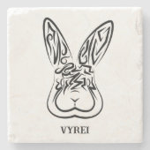 Schwarz-Weiß-Kaninchen Steinuntersetzer (Vorderseite)