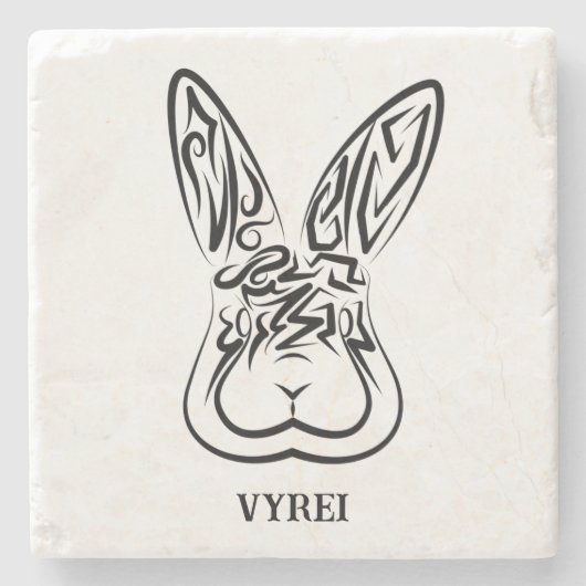 Schwarz-Weiß-Kaninchen Steinuntersetzer (Vorderseite)