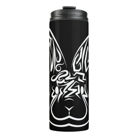 Schwarz-Weiß-Kaninchen Thermosbecher (Vorderseite)