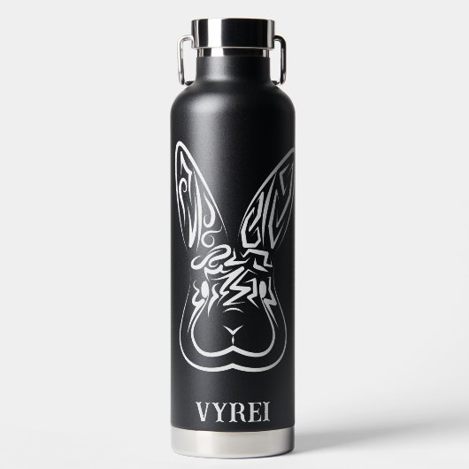 Schwarz-Weiß-Kaninchen Trinkflasche (Vorderseite)