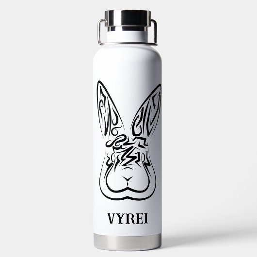 Schwarz-Weiß-Kaninchen Trinkflasche (Rückseite)
