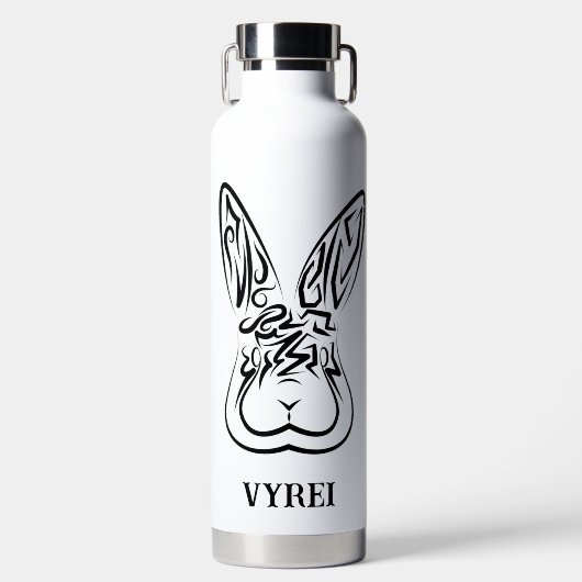 Schwarz-Weiß-Kaninchen Trinkflasche (Vorderseite)