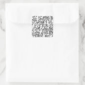 Schwarz-Weiß-Kaninchen Zeichnen Spaß Minimal Sonne Quadratischer Aufkleber (Tasche)