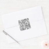 Schwarz-Weiß-Kaninchen Zeichnen Spaß Minimal Sonne Quadratischer Aufkleber (Umschlag)