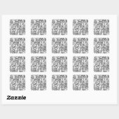 Schwarz-Weiß-Kaninchen Zeichnen Spaß Minimal Sonne Quadratischer Aufkleber (Blatt)
