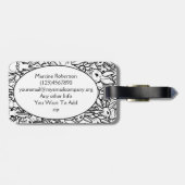 Schwarz-Weiß-Kaninchen Zeichnend moderne Tiereigen Gepäckanhänger (Rückseite horizontal)