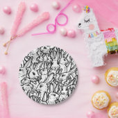 Schwarz-Weiß-Kaninchen Zeichnend Modernes, sonnige Pappteller (Party)