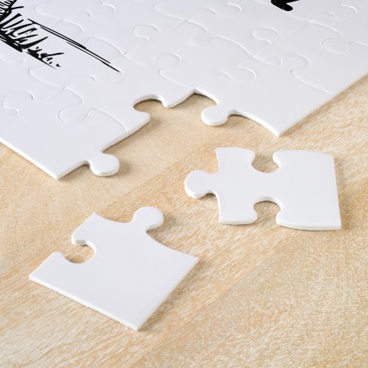 Schwarz-Weiß-Kapkoralle und Palme-Design Puzzle (Seite)