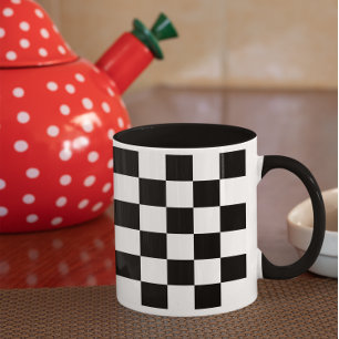 Schwarz-Weiß-Karamuster Zweifarbige Tasse
