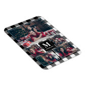 Schwarz-Weiß-Kariert 5-Foto mit Monogramm Magnet (Rechte Seite)