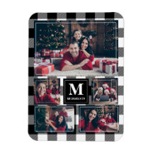 Schwarz-Weiß-Kariert 5-Foto mit Monogramm