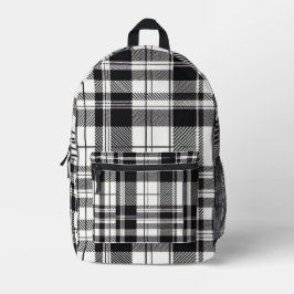 Schwarz-Weiß-Kariert Bedruckter Rucksack