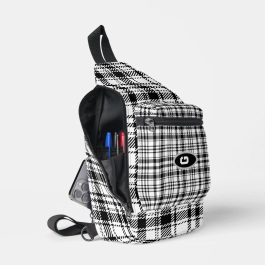 Schwarz-Weiß-Kariert Crossbody Bag (Offen)