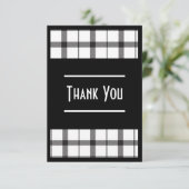 Schwarz, Weiß, Kariert, elegant, schick, modern, s Dankeskarte (Stehend Vorderseite)