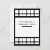 Schwarz, Weiß, Kariert, elegant, schick, modern, s Dankeskarte (Rückseite)