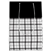 Schwarz, Weiß, Kariert, elegant, schick, modern, s Mittlere Geschenktüte (Rückseite)