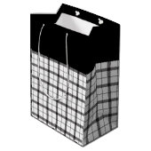 Schwarz, Weiß, Kariert, elegant, schick, modern, s Mittlere Geschenktüte (Rückseite Schrägansicht)