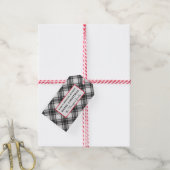 Schwarz & Weiß Kariert Frohe Weihnachten 10 Geschenkanhänger (Mit Garn)