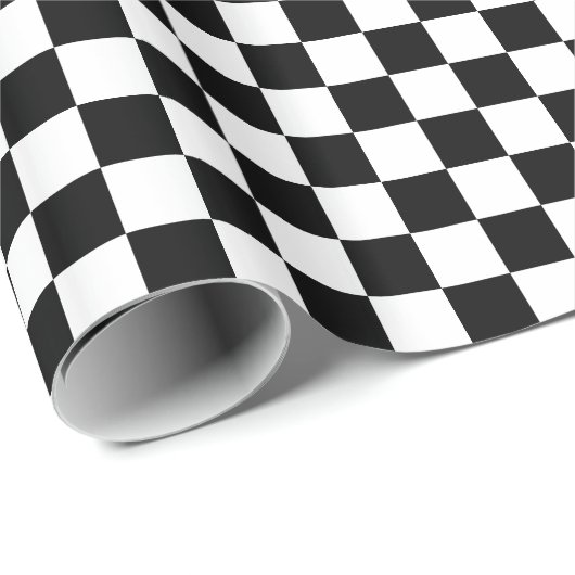 Schwarz-Weiß kariert Geschenkpapier (Rolleneckpunkt)