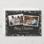 Schwarz-Weiß Kariert Gold Foto Frohe Weihnachten (Vorderseite)