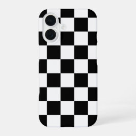 Schwarz-weiß kariert iPhone 16 hülle