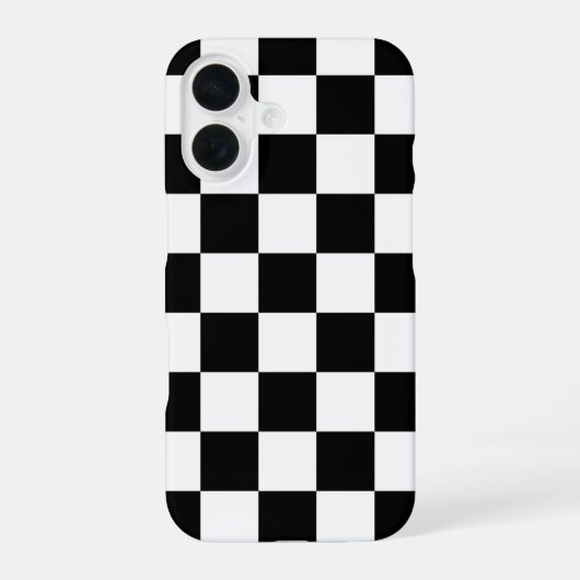 Schwarz-weiß kariert iPhone 16 hülle (Rückseite)