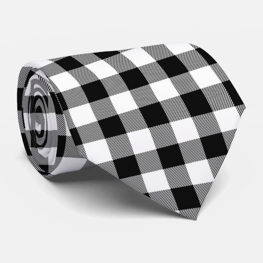 Schwarz-weiß Kariert   Krawatte (Gerollt)