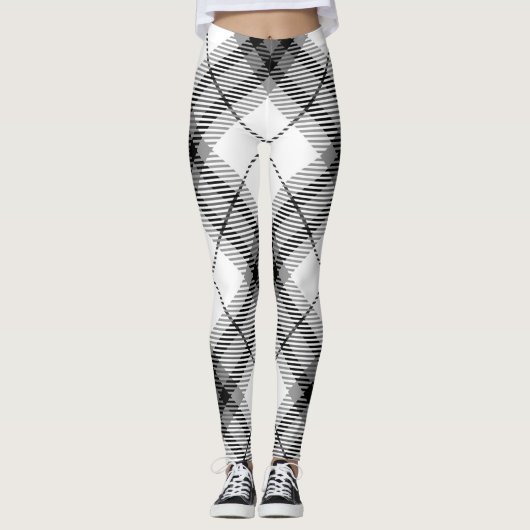 Schwarz-Weiß-Kariert Leggings (Vorderseite)