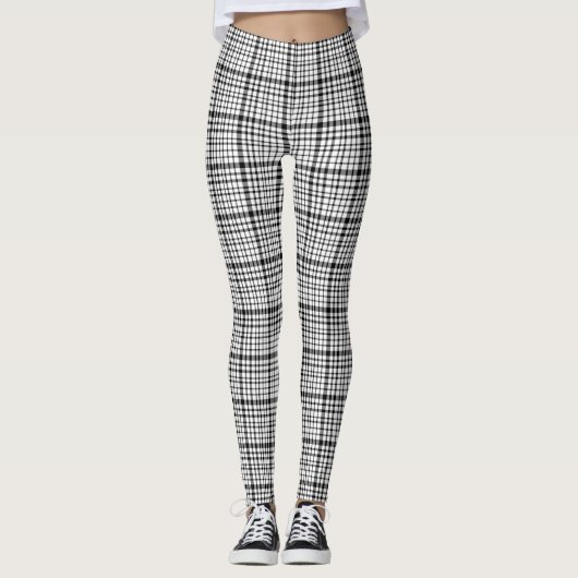 Schwarz-Weiß-Kariert Leggings (Vorderseite)
