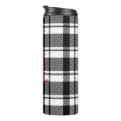 Schwarz-Weiß-Kariert mit Monogrammname Thermosbecher (Nach rechts gedreht)