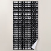 Schwarz/Weiß Kariert mit Paint-Spritzer Strandtuch (Vorderseite)