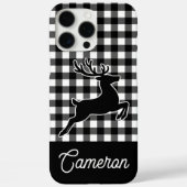 Schwarz-weiß kariert mit Rentier und individuellem Case-Mate iPhone Hülle (Rückseite)