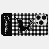 Schwarz-weiß kariert mit Rentier und individuellem Case-Mate iPhone Hülle (Rückseite (Horizontal))