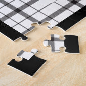 Schwarz-Weiß-Kariert-Monogramm-Hochzeit Puzzle (Seite)