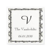 Schwarz-Weiß-Kariert-Monogramm-Hochzeit