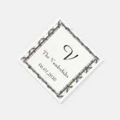 Schwarz-Weiß-Kariert-Monogramm-Hochzeit Serviette (Ecke)