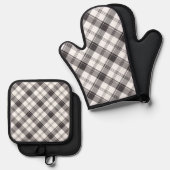 Schwarz-Weiß-Kariert Ofenhandschuh & Topflappen-Set (Vorderseite/Rückseite)