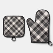 Schwarz-Weiß-Kariert Ofenhandschuh & Topflappen-Set (Vorderseite)