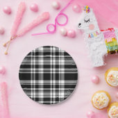 Schwarz-Weiß-Kariert Pappteller (Party)