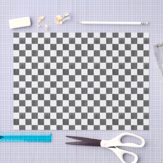 Schwarz-weiß kariert Scheck-Schachbrett-Muster Seidenpapier (Handwerk)