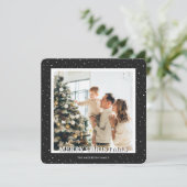 Schwarz-Weiß-Kariert-Schnee-Foto Frohe Weihnachten (Stehend Vorderseite)