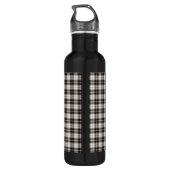 Schwarz/Weiß Kariert Schwarz Trinkflasche (Rückseite)
