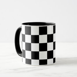 Schwarz-weiß kariert tasse
