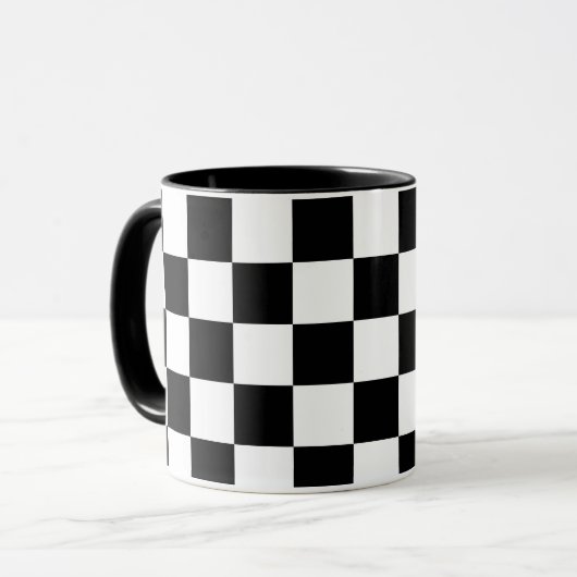 Schwarz-weiß kariert tasse (Vorderseite Links)