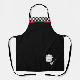 Schwarz-Weiß-Kariert-Trimm-Koch Personalisiert Schürze
