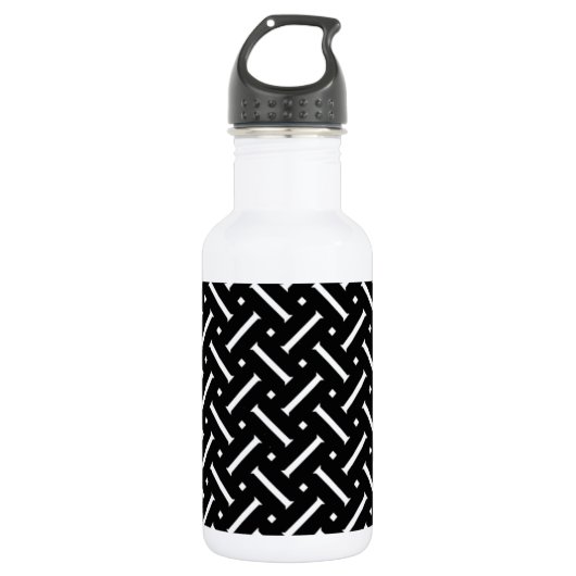 Schwarz-Weiß-Kariert Trinkflasche (Vorderseite)